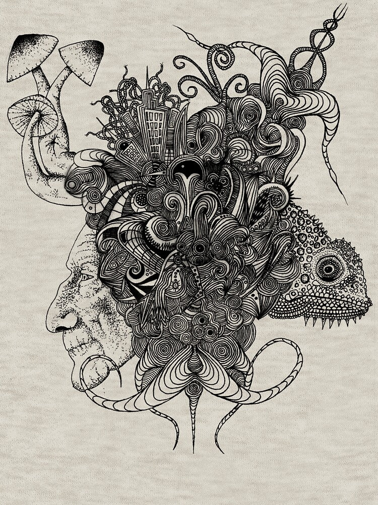 Psilocybinaturearthell Psychedelic Ink Illustration by theredspell