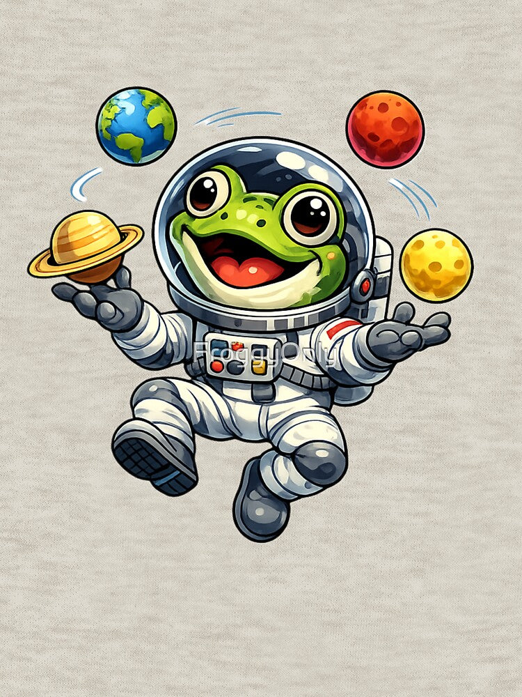 Frog the astronaut juggling planets by FroggyOnly