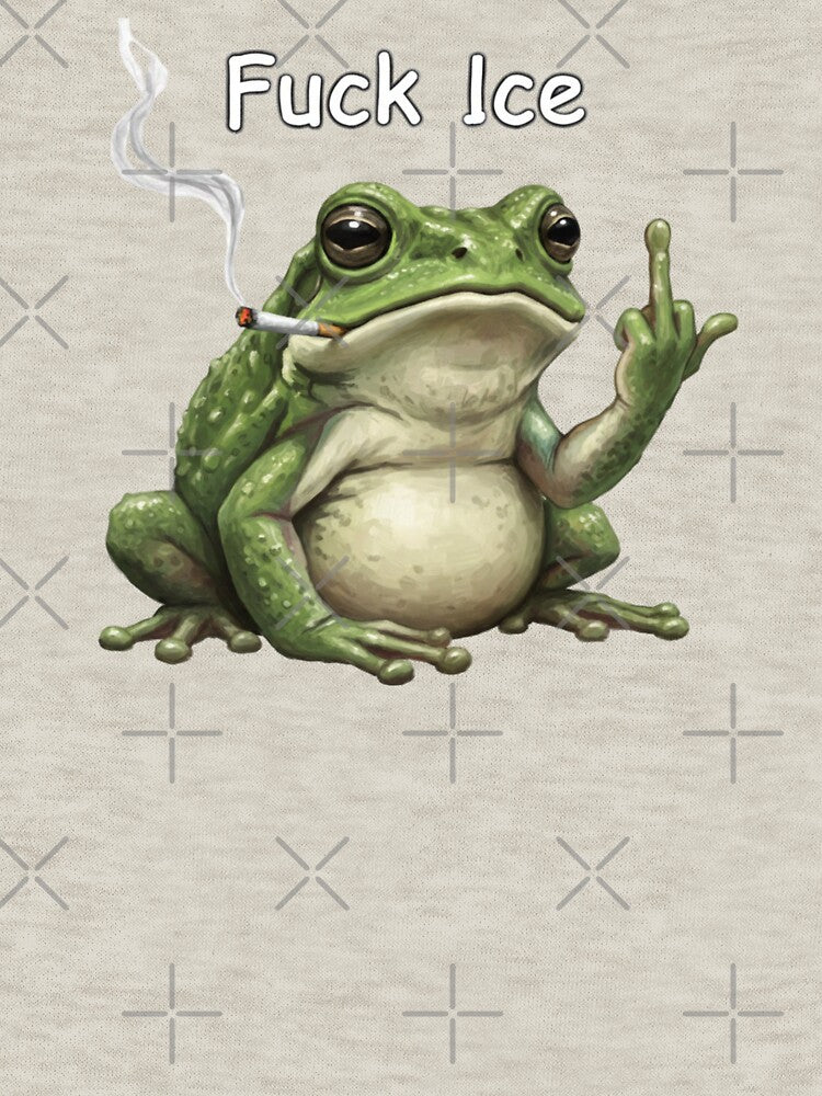 Fuck Ice, Middle finger, Angry Frog, funnyfits70, Humor, Funny, retro, vintages, funny quotes, animal humor, by FunnyFits70