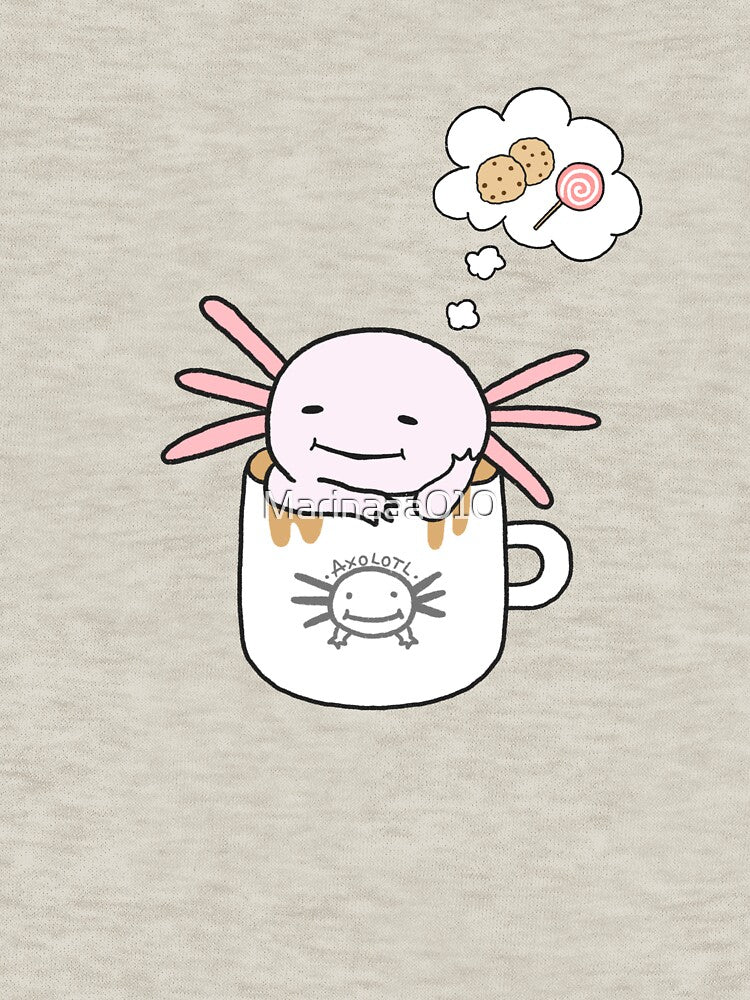 Axolotl in a Coffee Mug Cute Meme Funny Food Kawaii Art by Marinaaa010
