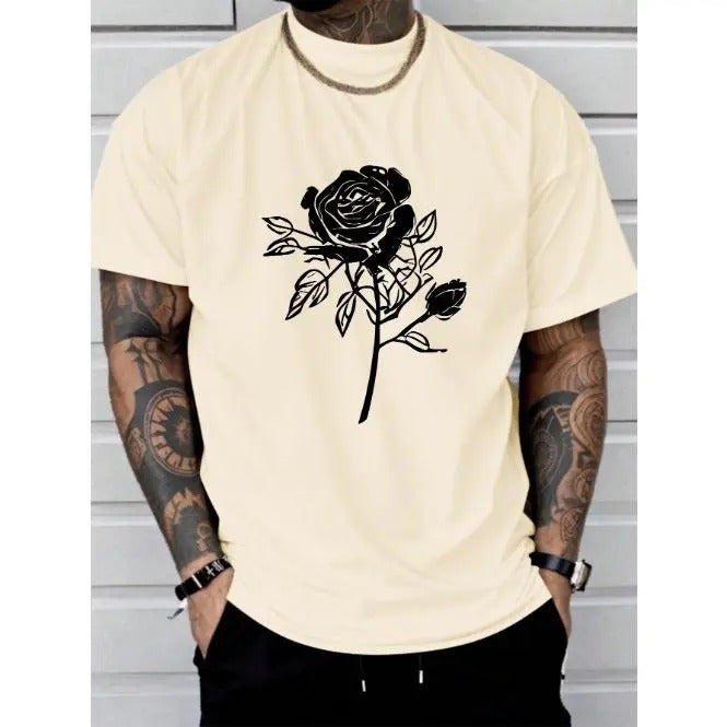 rose print comfortable and soft tee shirt, Tees for Men, Casual Short Sleeve T-shirt for summer Made in USA Hoodie,...