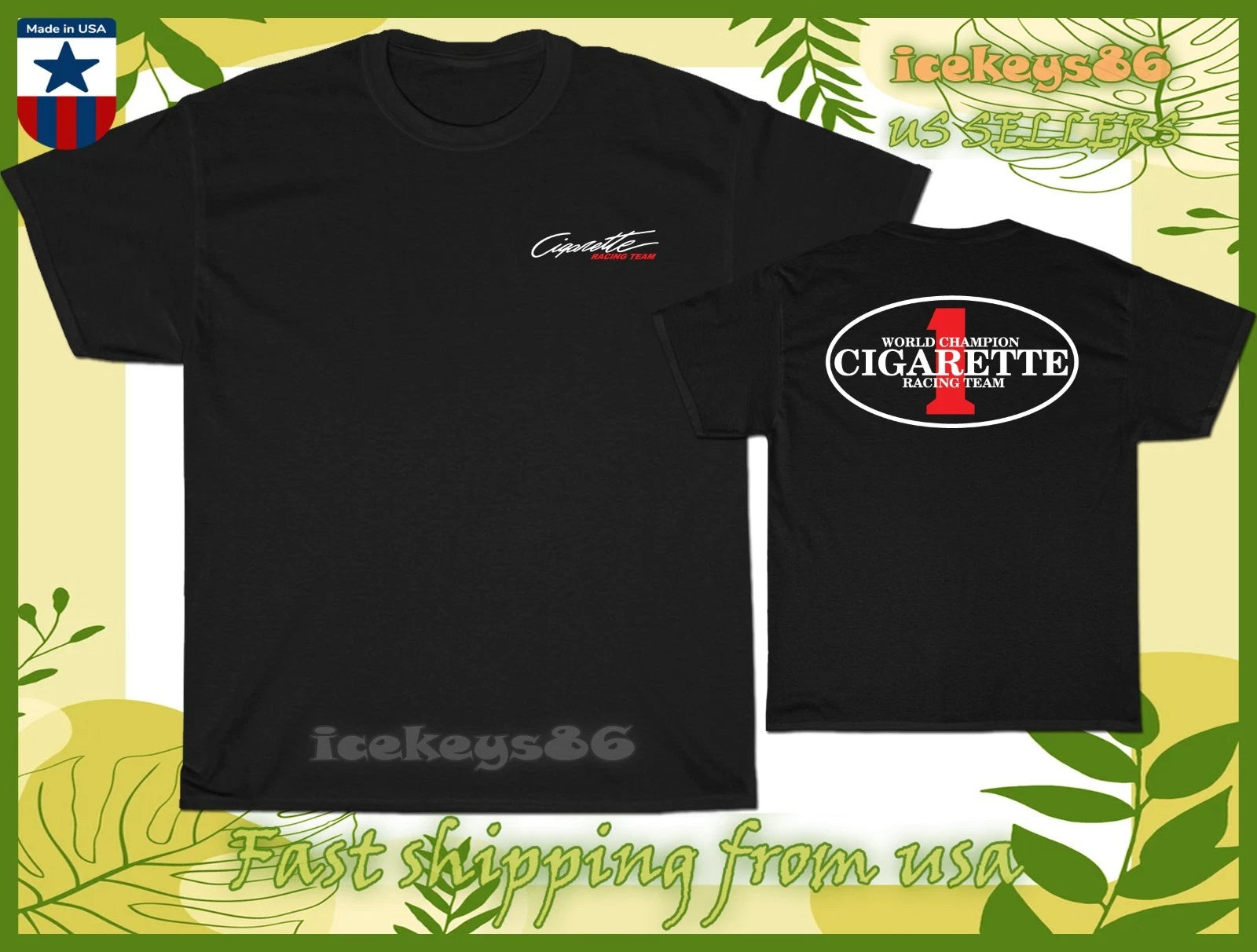 New Cigarette Racing Boats Logo Men's T-Shirt American Size T-Shirt
