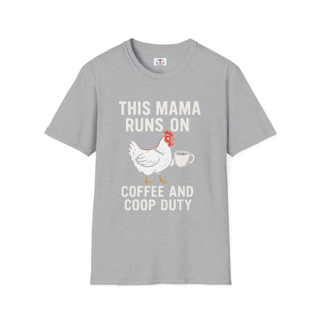 Farmhouse Style Women's T-Shirt Home This Mama Runs on Coffee Chicken Lover Gift