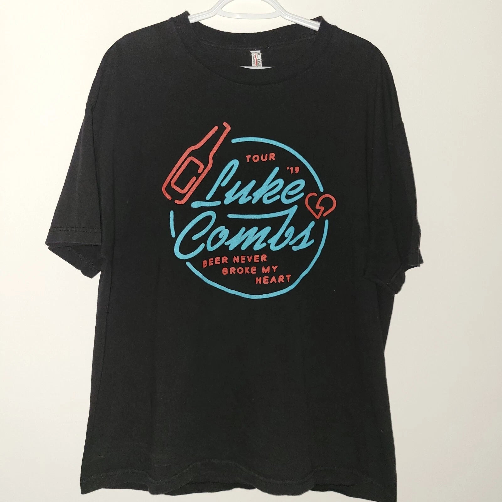 Luke Combs Beer Never Broke My Heart 2019 Tour T-Shirt Men's Size XL Black
