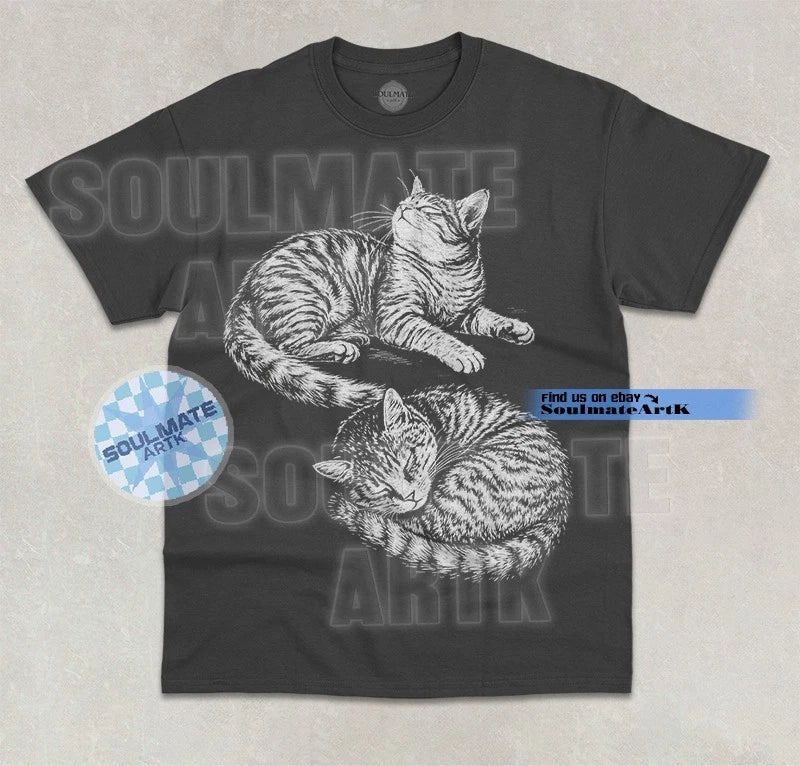 Lazy Cats T-Shirt Vintage Cute Cats Sleeping Napping Funny Graphic Unisex Shirt