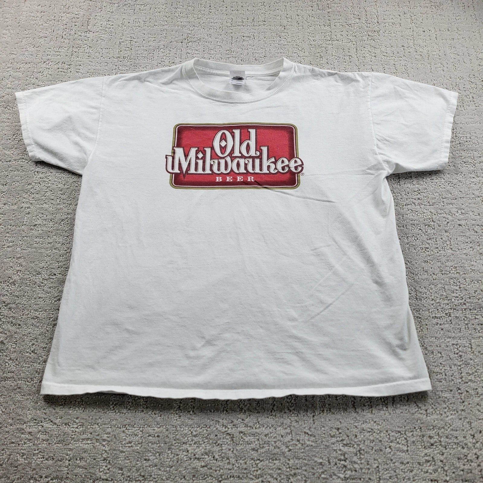 Fruit Of The Loom Shirt Mens XL White Old Milwaukee Beer Logo Back Print Tee