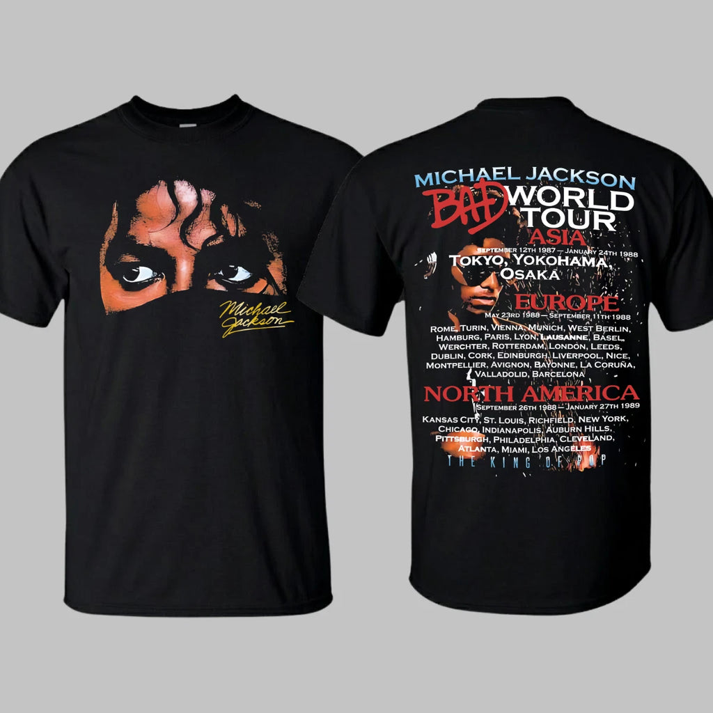 Michael 2026 Shirt Retro Bad World Tour T-shirt Graphic Top Michael Jackson Tee