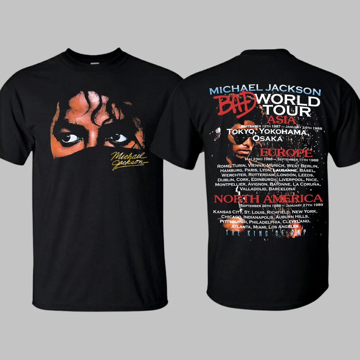 Michael 2026 Shirt Retro Bad World Tour T-shirt Graphic Top Michael Jackson Tee