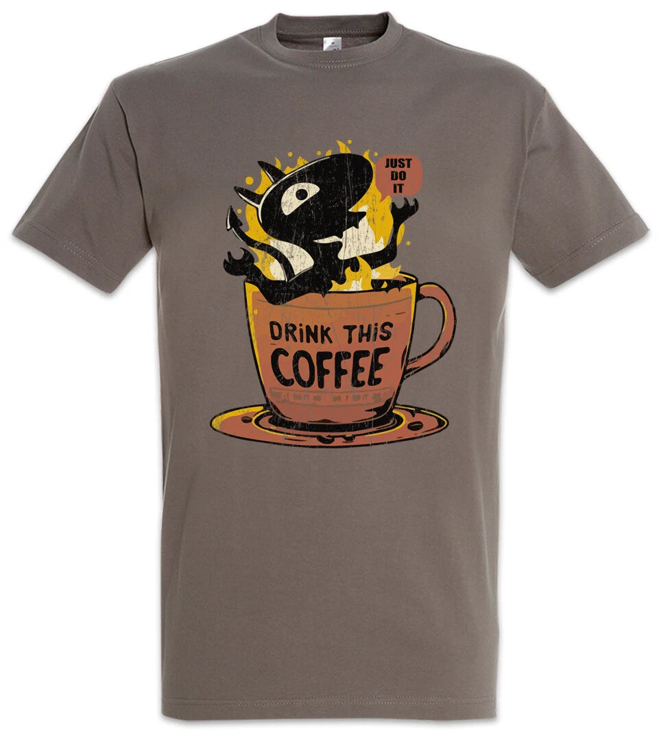 Drink This Coffee T-Shirt Caffeine Computer Science Scientist Devil Addiction