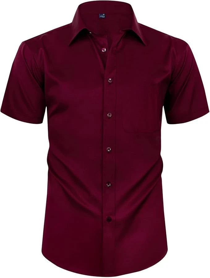 Men's shirt, formal shirt, non ironing short sleeved solid color shirt