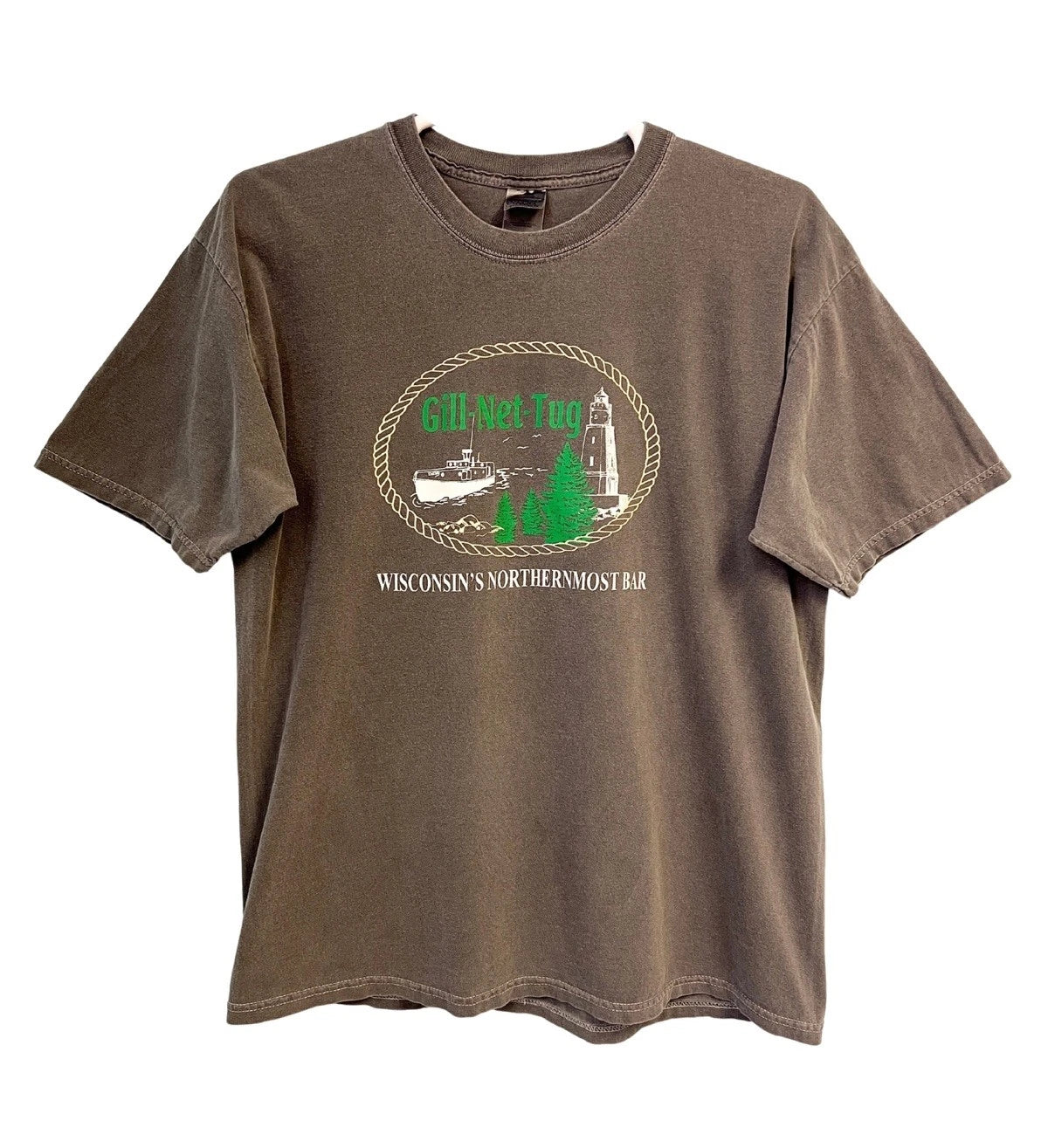 Vintage Gill Net Tug Wisconsin’s Northernmost Bar Faded Gray T Shirt XL