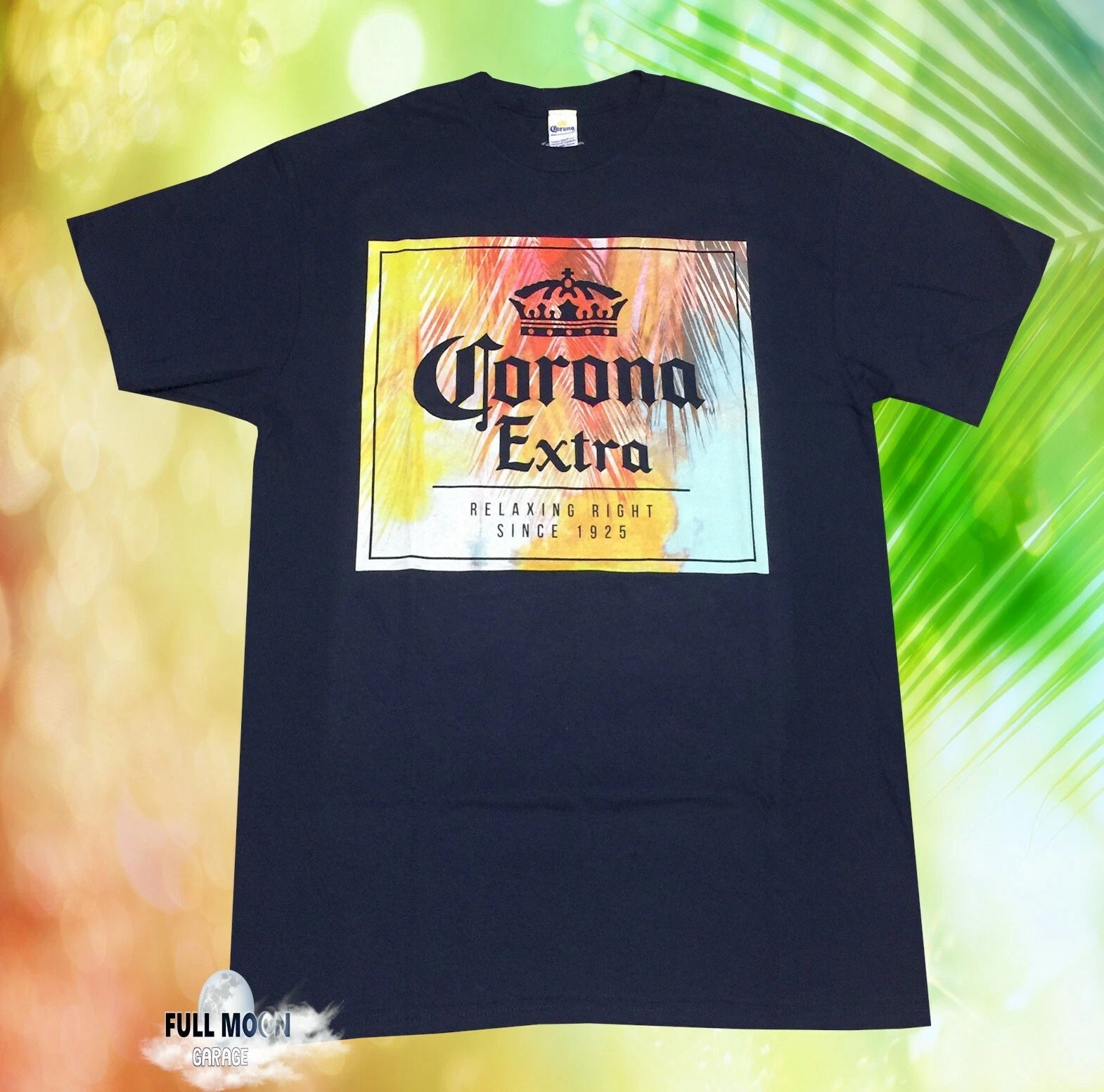New Corona Extra Beer Sunset Palm Trees Men's Vintage T-Shirt
