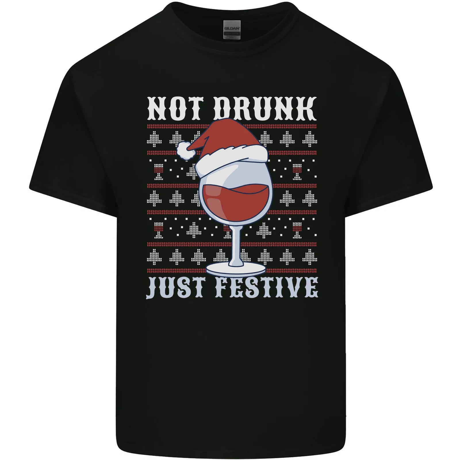 Wine Not Drunk Just Festive Funny Christmas Xmas Mens Light Cotton T-Shirt