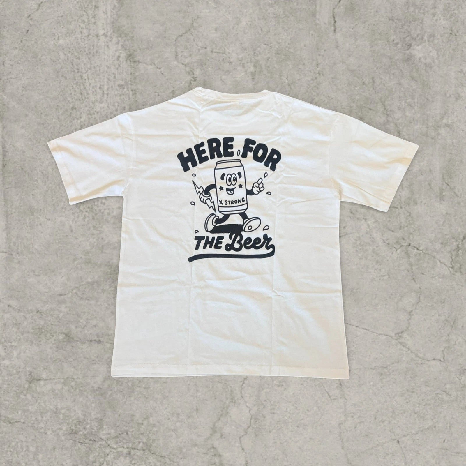 Beer vintage style T-shirt with back graphic in White. Size L.