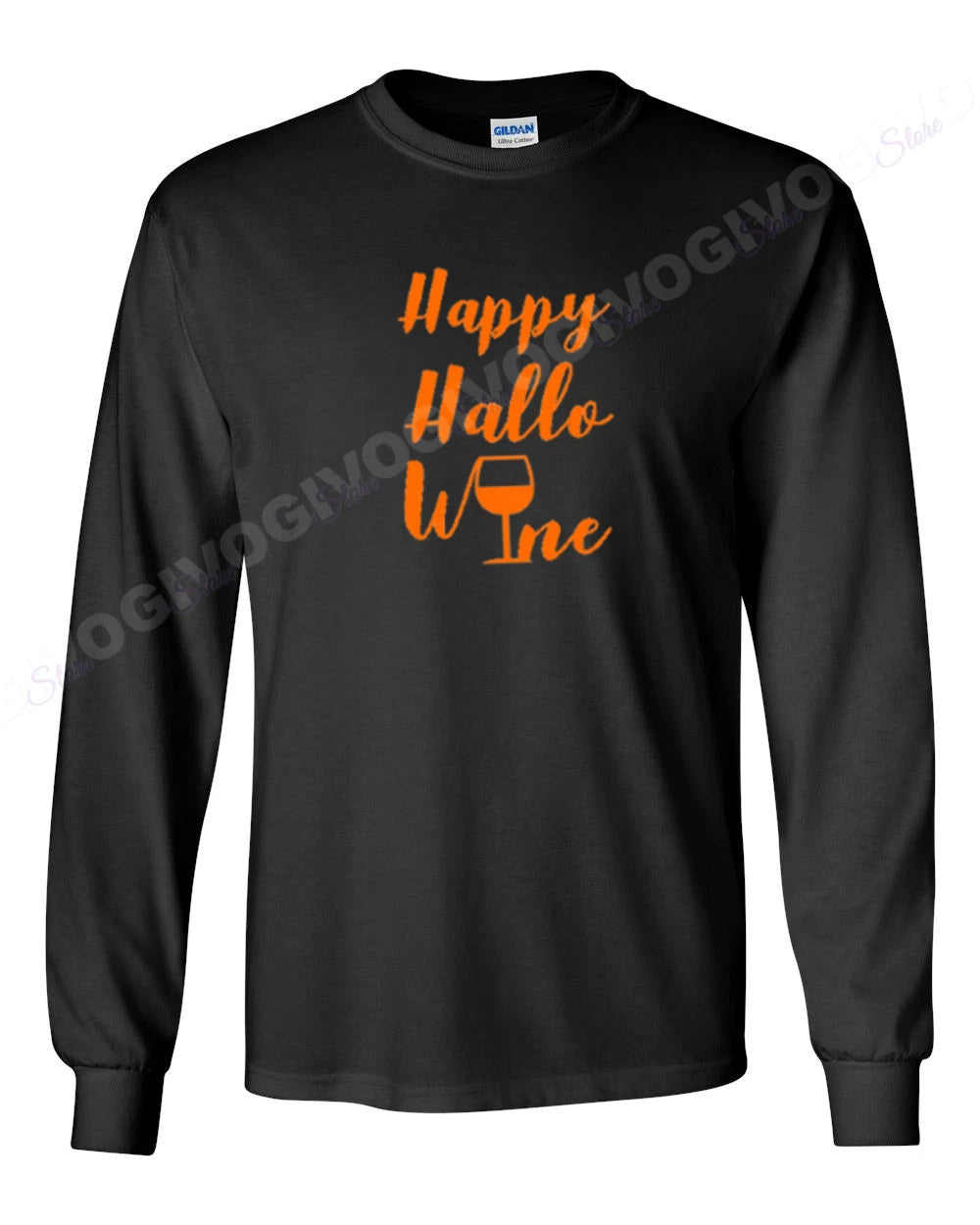 Happy Hallowine Halloween Shirt Funny Wine Lover Long Sleeve Tee Black Fall Gift