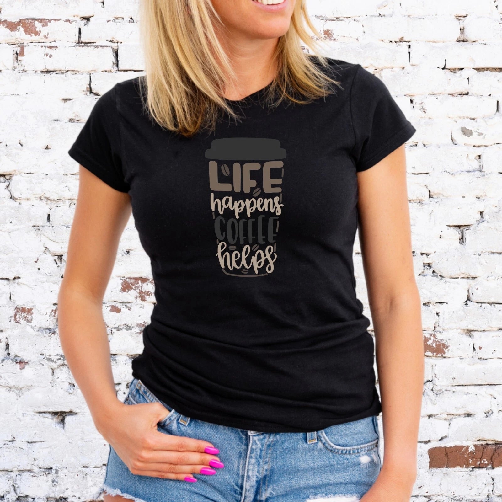 LIFE HAPPENS COFFEE HELPS T-SHIRT, GILMORE GIRLS, Unisex/Lady Fit