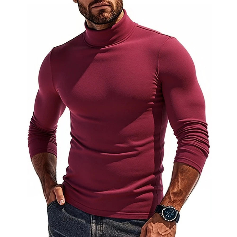 Mens Thermal Pullover Long Sleeve Turtleneck Shirt Slim Fit Basic Tops for Fall