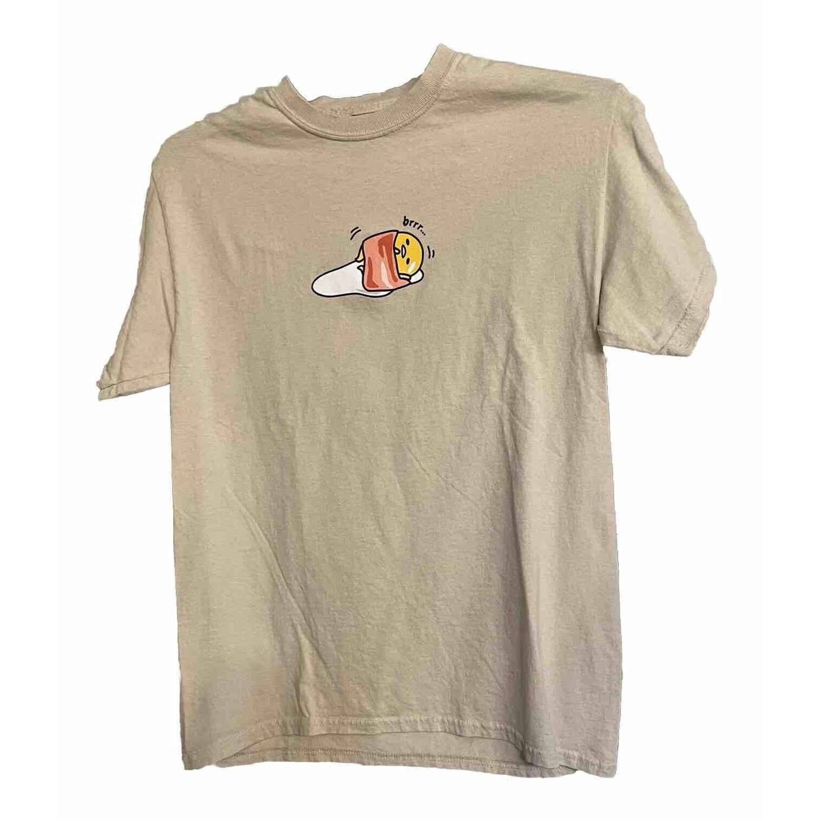 Gudetama The Lazy Egg T-Shirt Graphic Wrapped in Bacon Size Medium