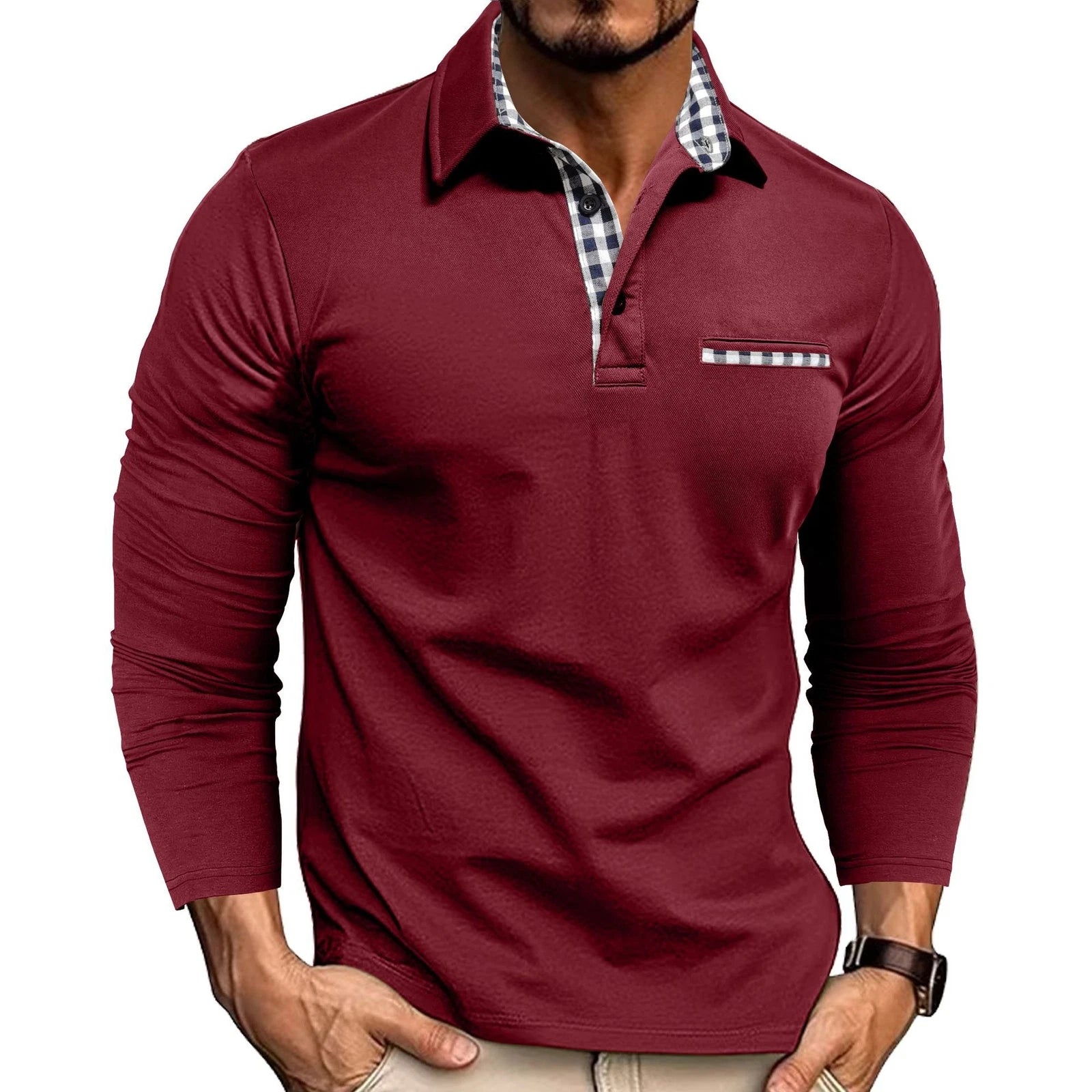 Men's Long Sleeve Slim Fit Polo Shirts Casual Golf Shirt Sweatshirt