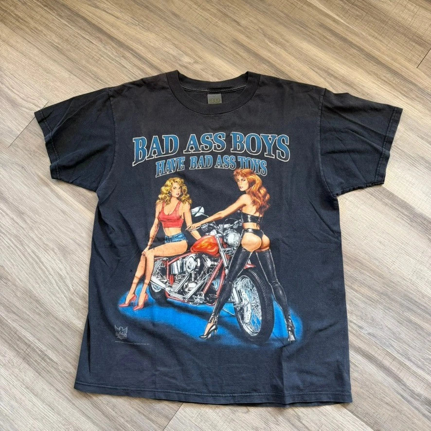 Vintage 1993 3D Emblem Bad Ass Boys Have Bad Ass Toys Biker T Shirt XL USA