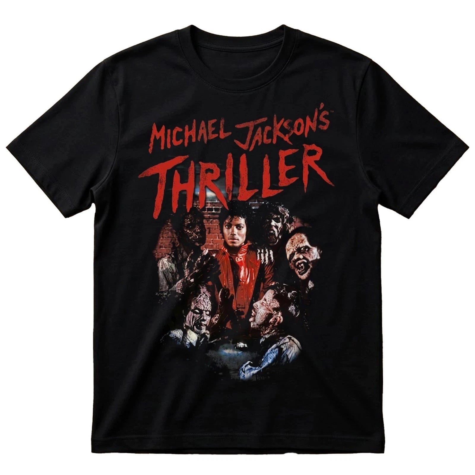 Michael Jackson Thriller T-Shirt King of Pop Graphic Tee Mens Black Cotton UK