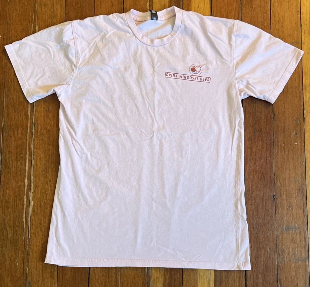 Four Quarters Brewing Drink Winooski Beer T-Shirt Pink Men’s Large Double Sided