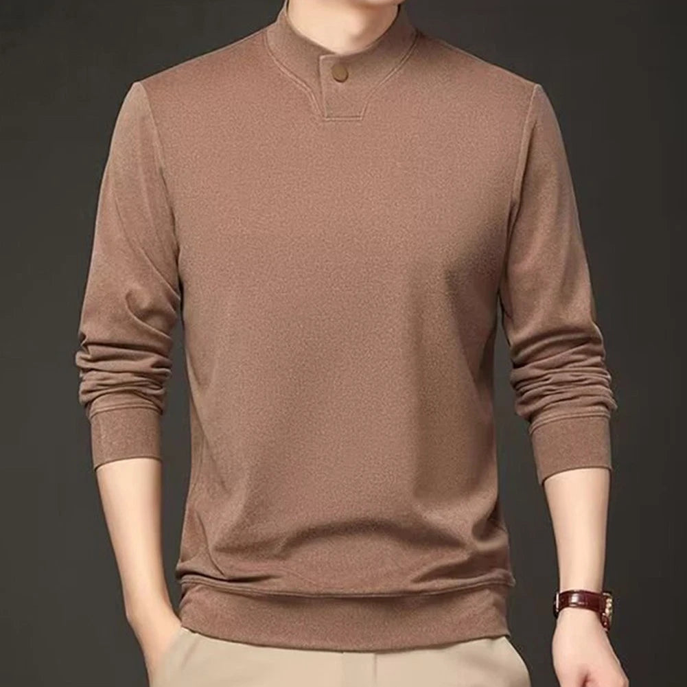 Casual Pullover Men Long Sleeve Tee Four Seasons Long Sleeves Stand-up Collar