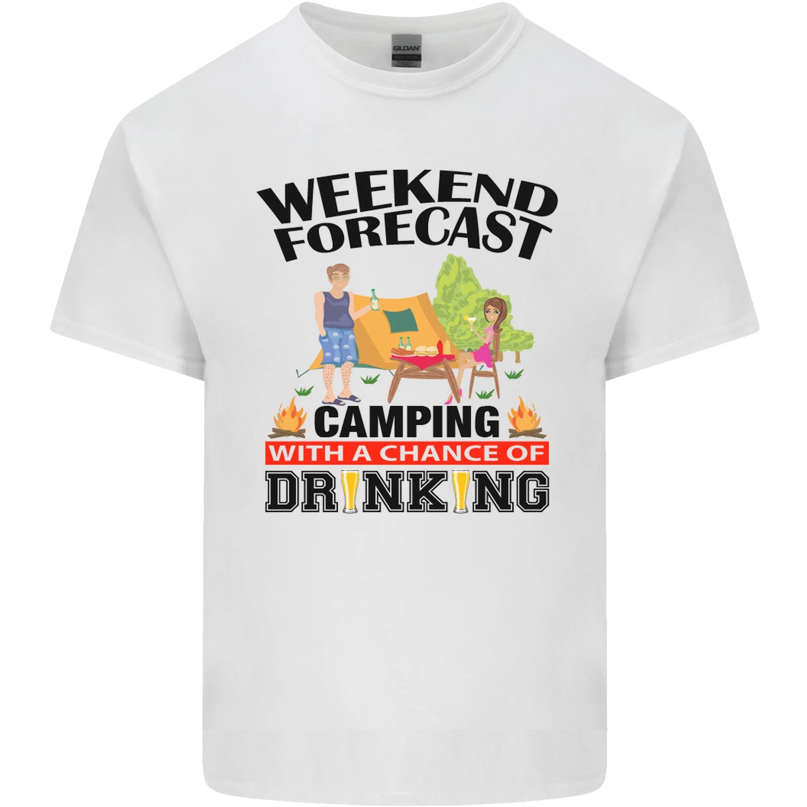 Camping Weekend Forecast Funny Alcohol Beer Mens Light Cotton T-Shirt