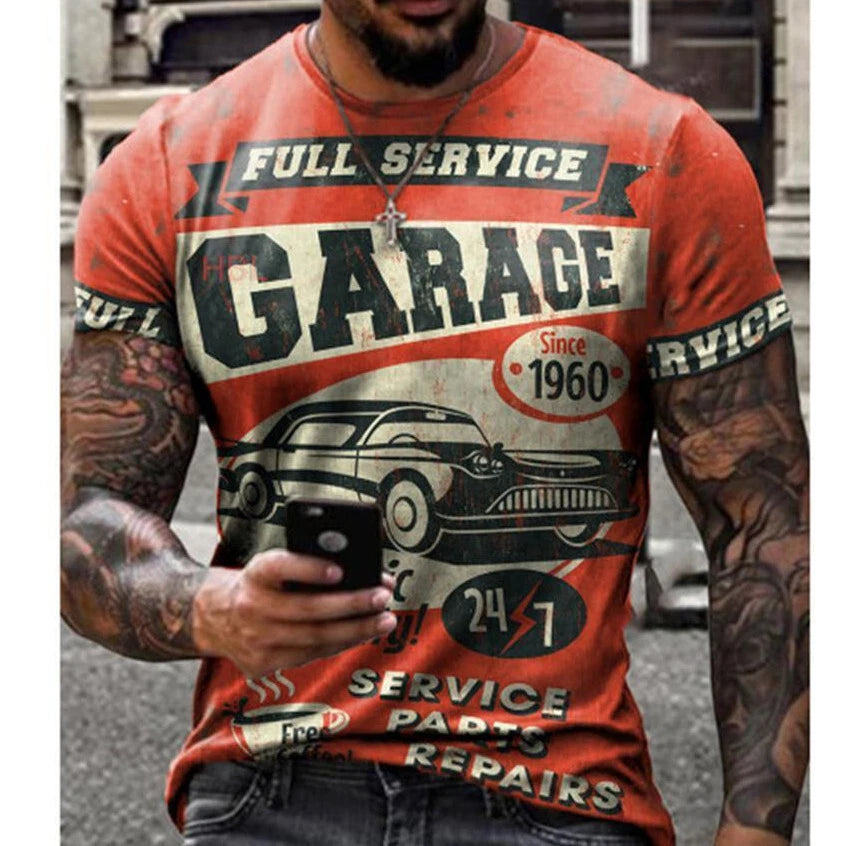 Full Service Garage 1960's: Vintage Automotive Enthusiast Tee REGULAR USA SIZING