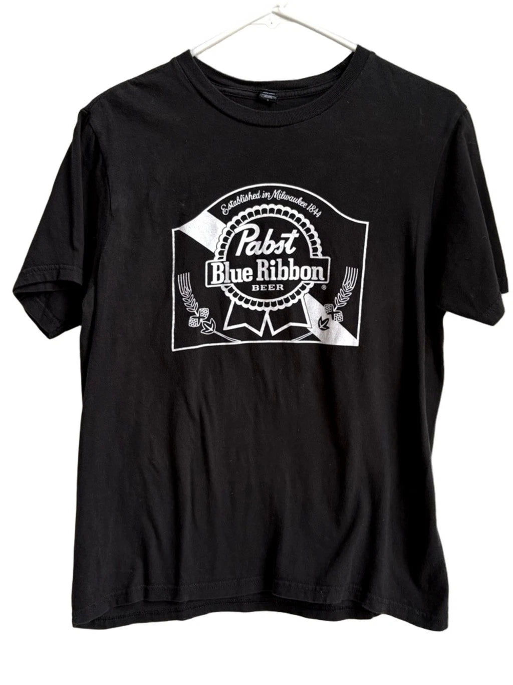 Pabst Blue Ribbon Beer black tee t-shirt
