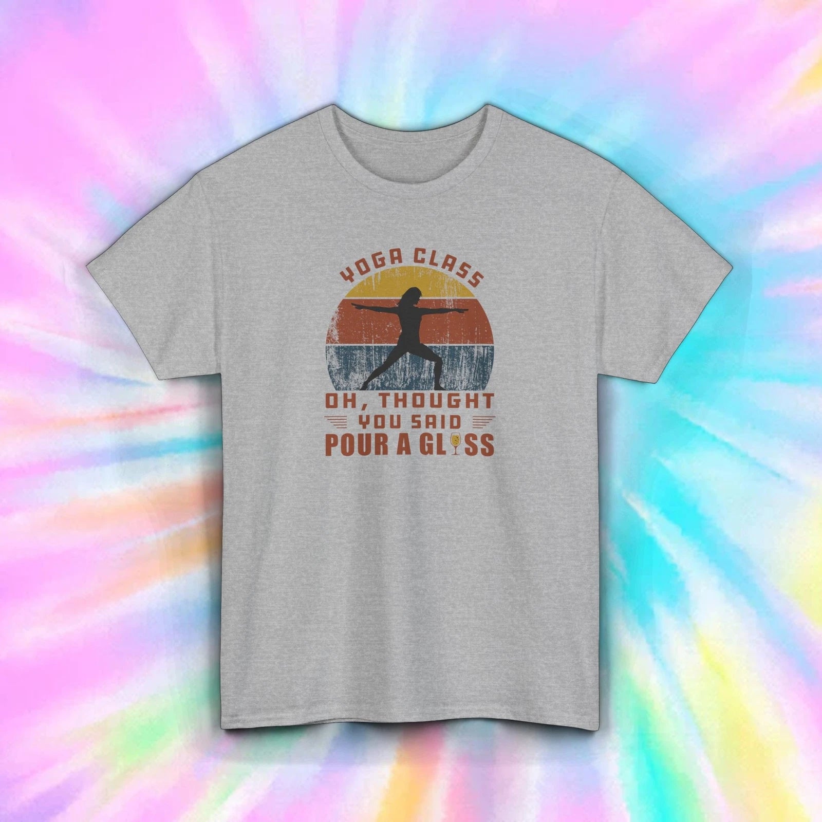Yoga Class Pour A Glass Shirt Funny Wine Lover Workout Tee S-5XL