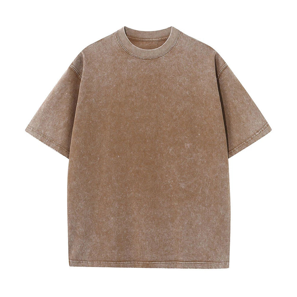 Mens Thick Cotton Oversize Retro T Shirt Short Sleeve Blouse Pullover Vintage  ↲