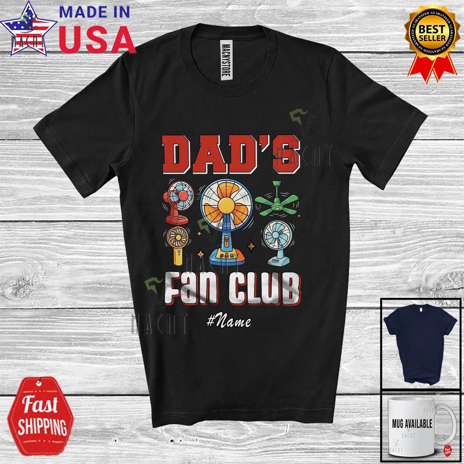 Custom Name Dad's Fan; Father's Day Electrician Dad Jokes Family Group T-Shirt