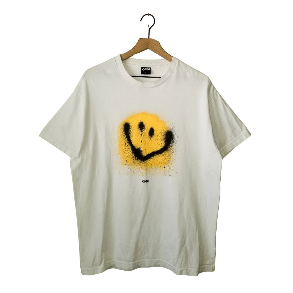 OPEN Brand T-Shirt Katsu Beer Pop Up Store Graffiti Smiley Face USA Made LG