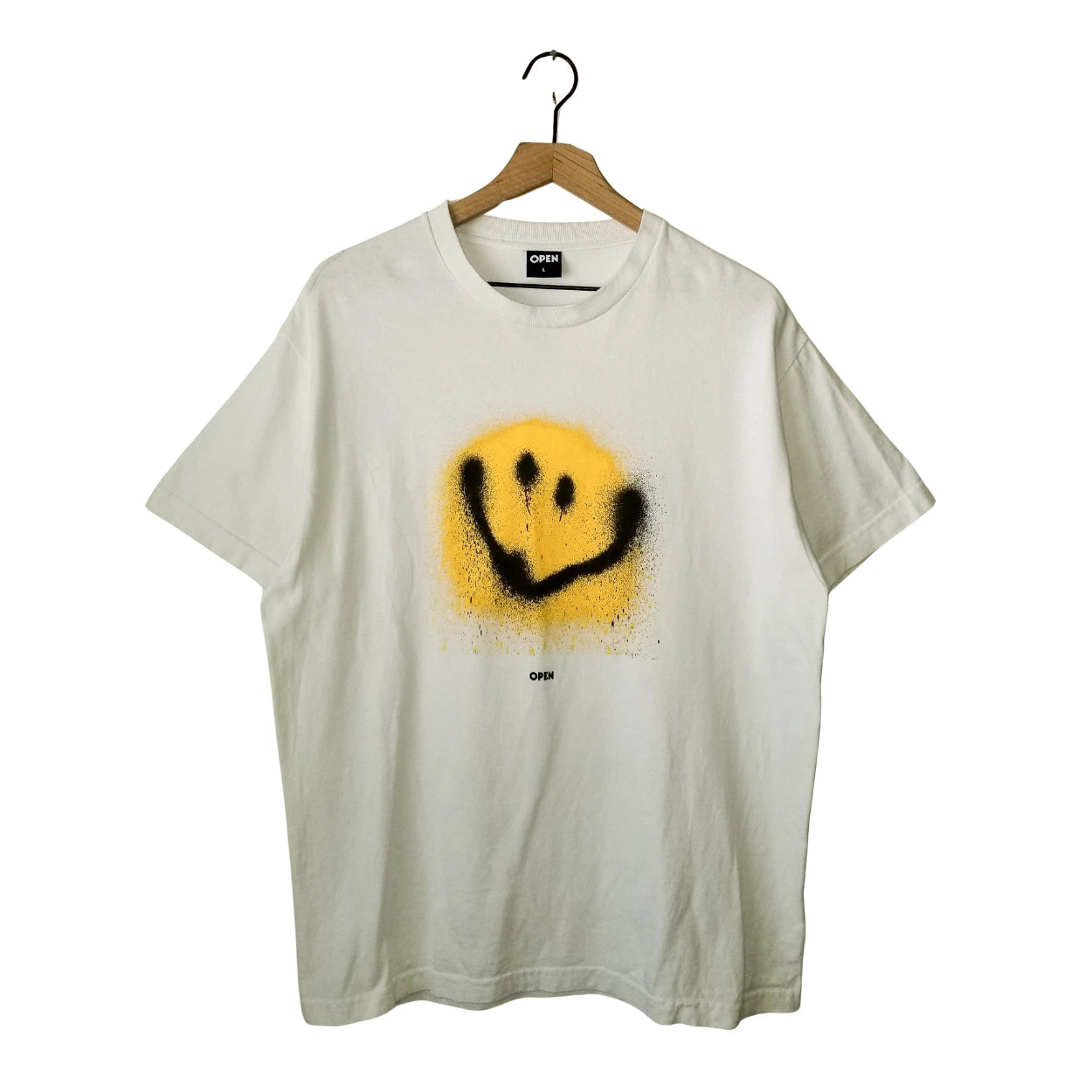 OPEN Brand T-Shirt Katsu Beer Pop Up Store Graffiti Smiley Face USA Made LG