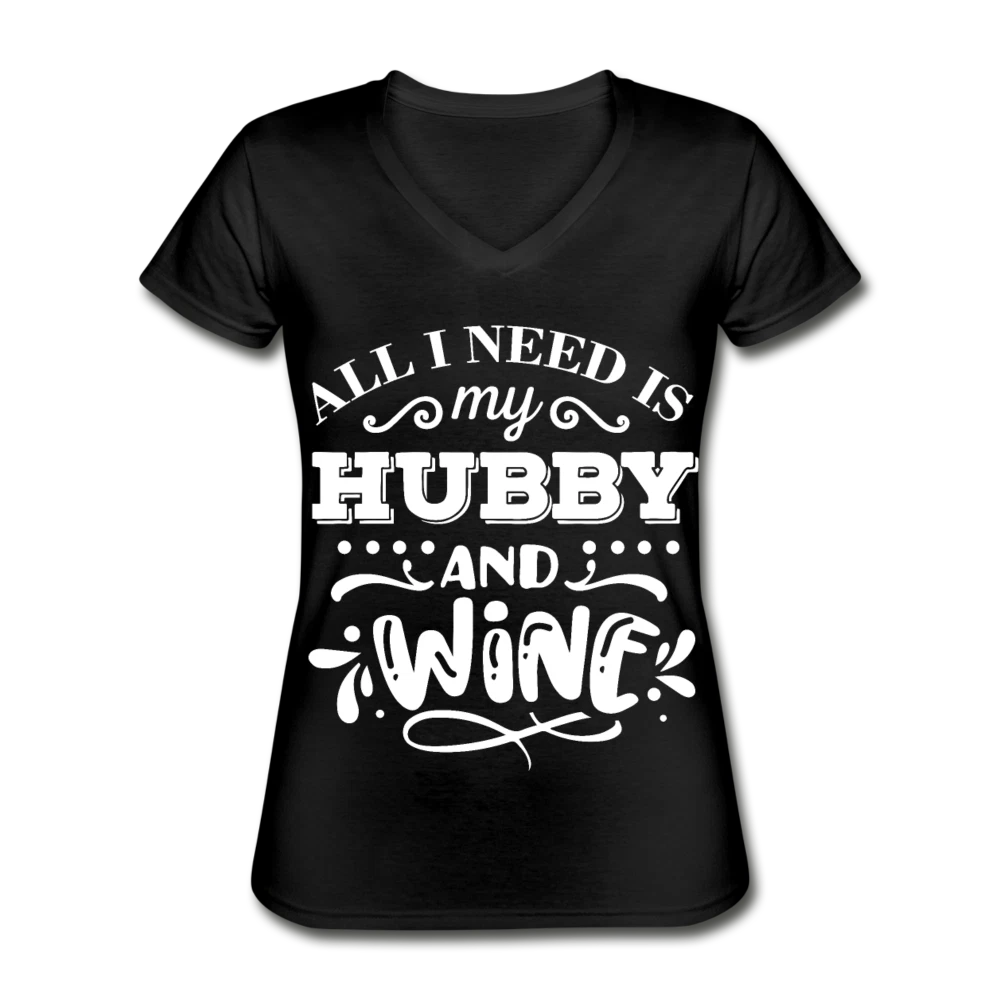 Hubby and Wine Women's V-Neck T-Shirt