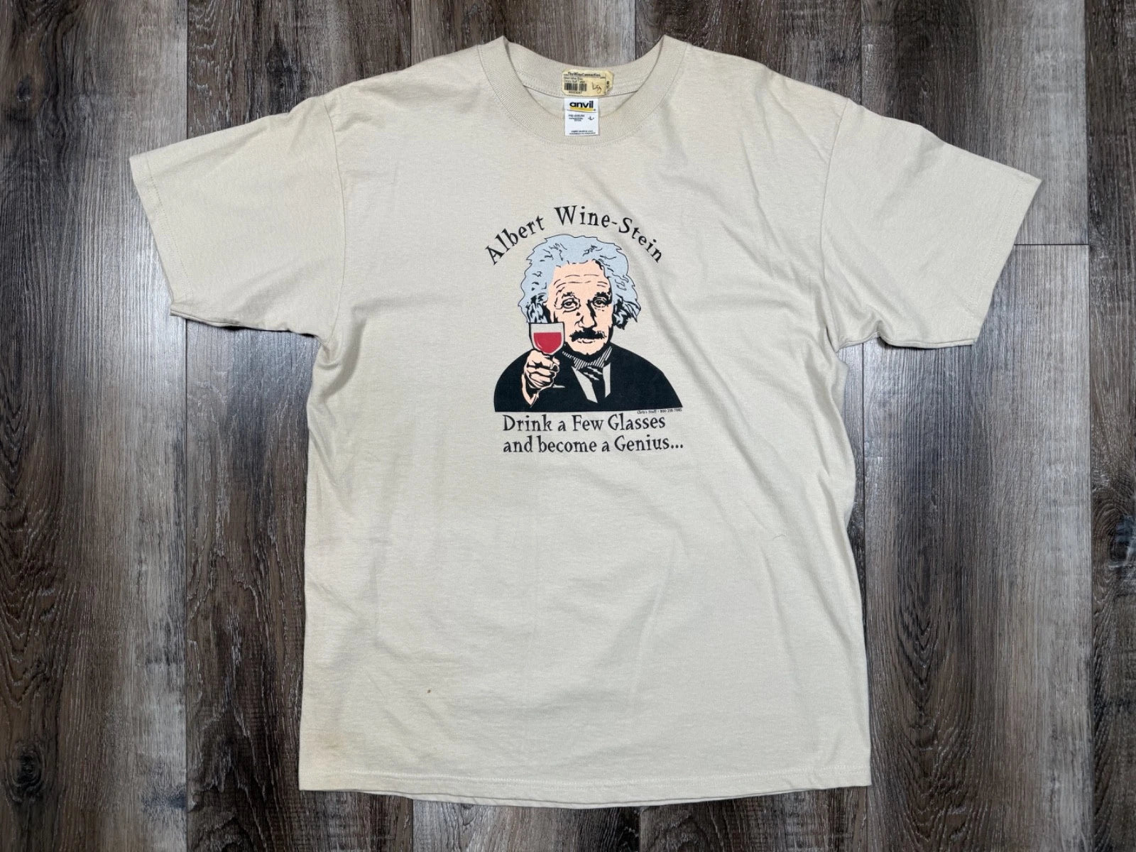 Vintage Albert Einstein Graphic T Shirt Large Funny Novelty Wine Tee NOS 90s