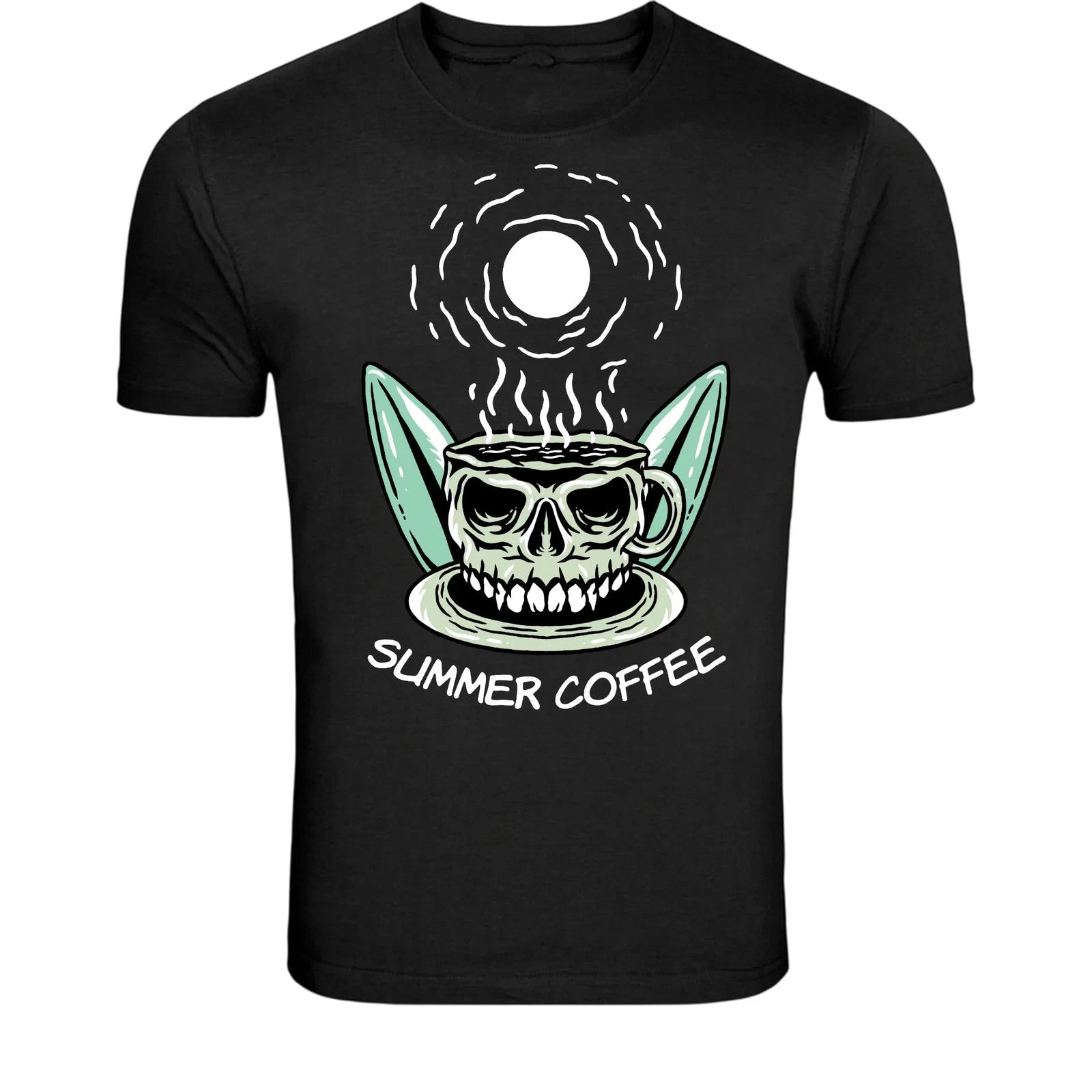 Summer Coffee Skull Cup T-Shirt - Funny Dark Humor Coffee Lover
