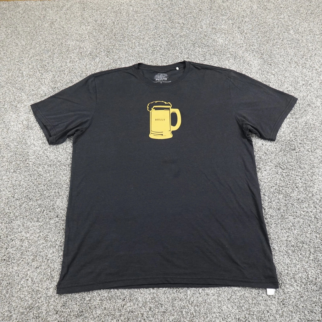 Prana Shirt Mens Extra Large Black Beer Belly Graphic Mug Drinking Stein Alcohol