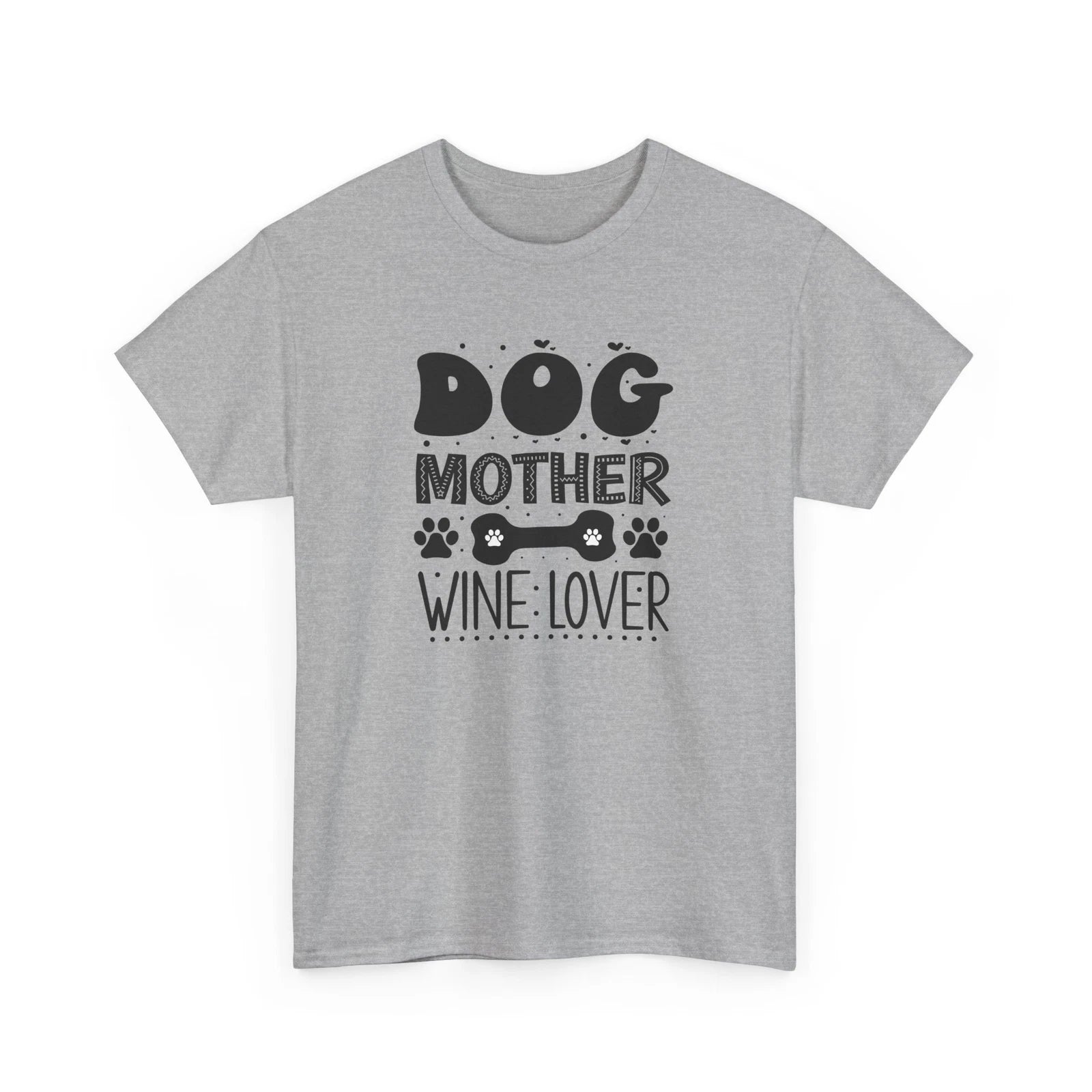 Dog Mother Wine Lover T-Shirt – Cute Puppy Lover Paw Print Graphic Tee