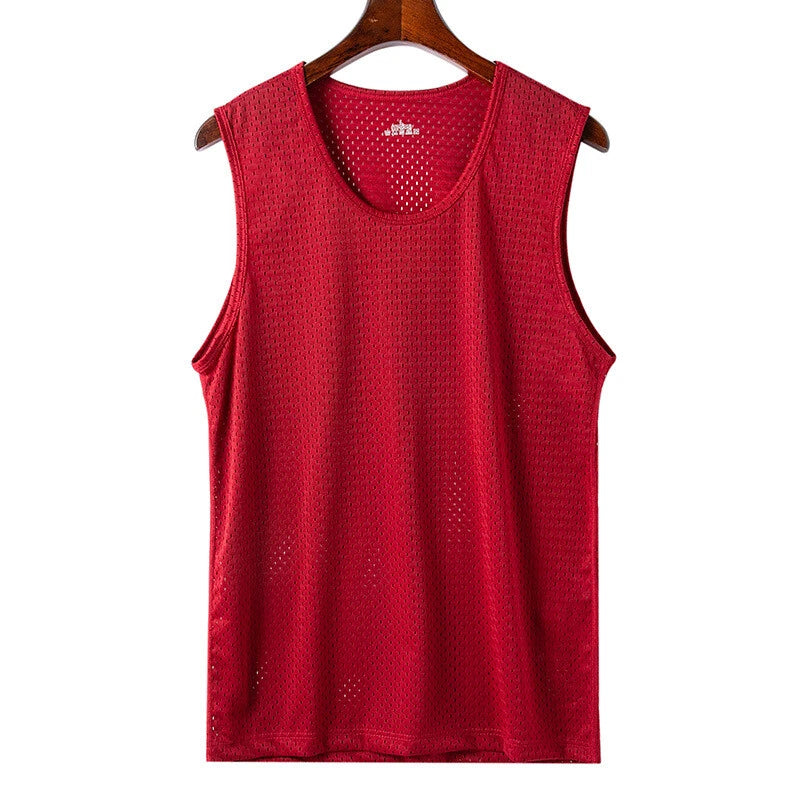Men Sleeveless Mesh Fishnet Vest Tank Tops Breathable Muscle Gym Sport Shirt Top