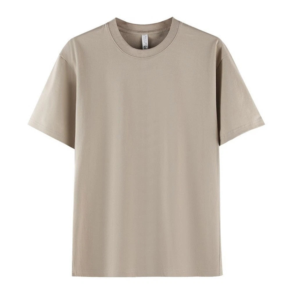Men's Regular Length O-Neck Short Sleeve T-Shirt Loose Fit Solid Color