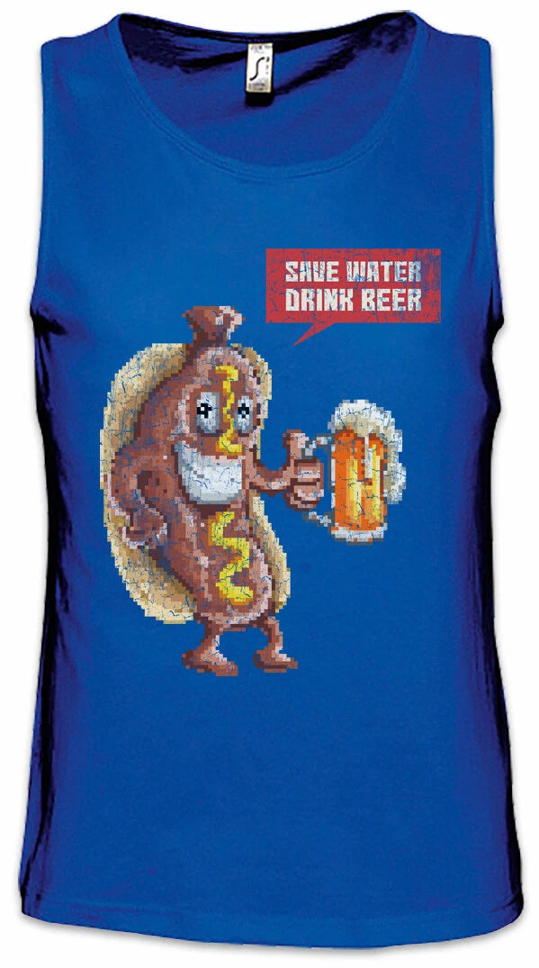 Hotdog Save Water Drink Beer Mens Tank Top Drunk Party Alcohol Fun Brewer