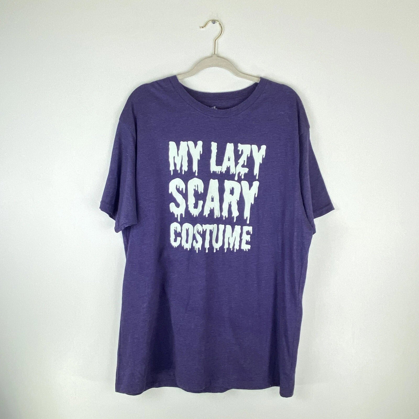 My Lazy Scary Mens XL Costume Halloween Print Purple T Shirt Way To Celebrate
