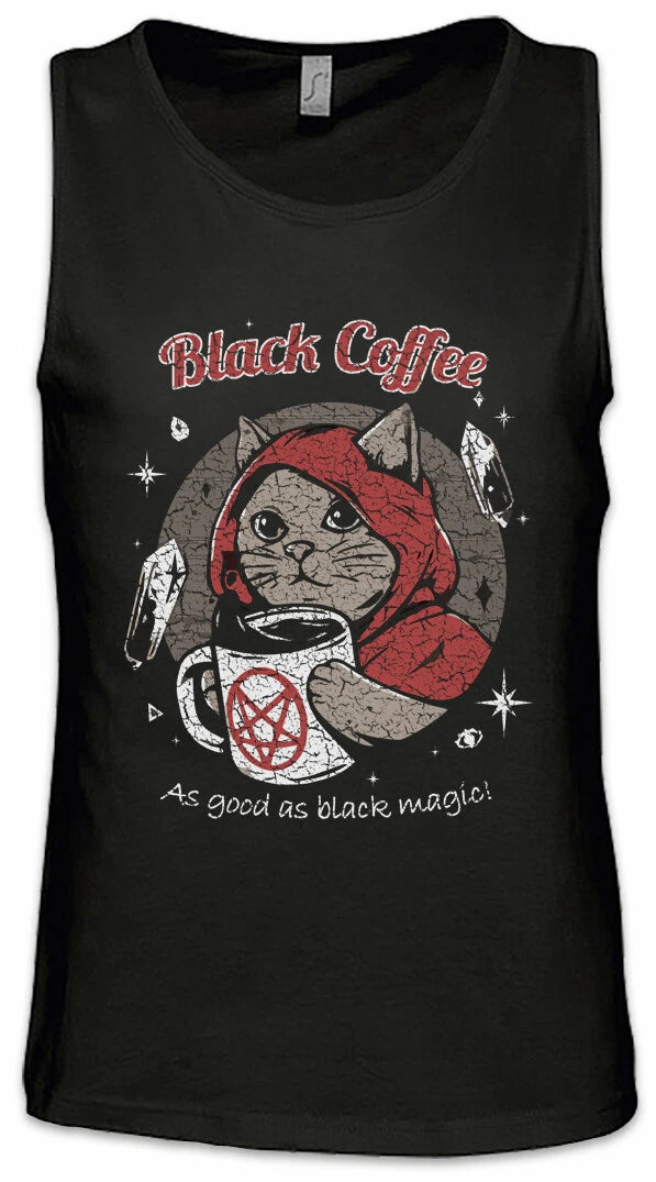 Black Coffee Magic Mens Tank Top Caffeine Nerd Coffee Fun Halloween Cat Cats