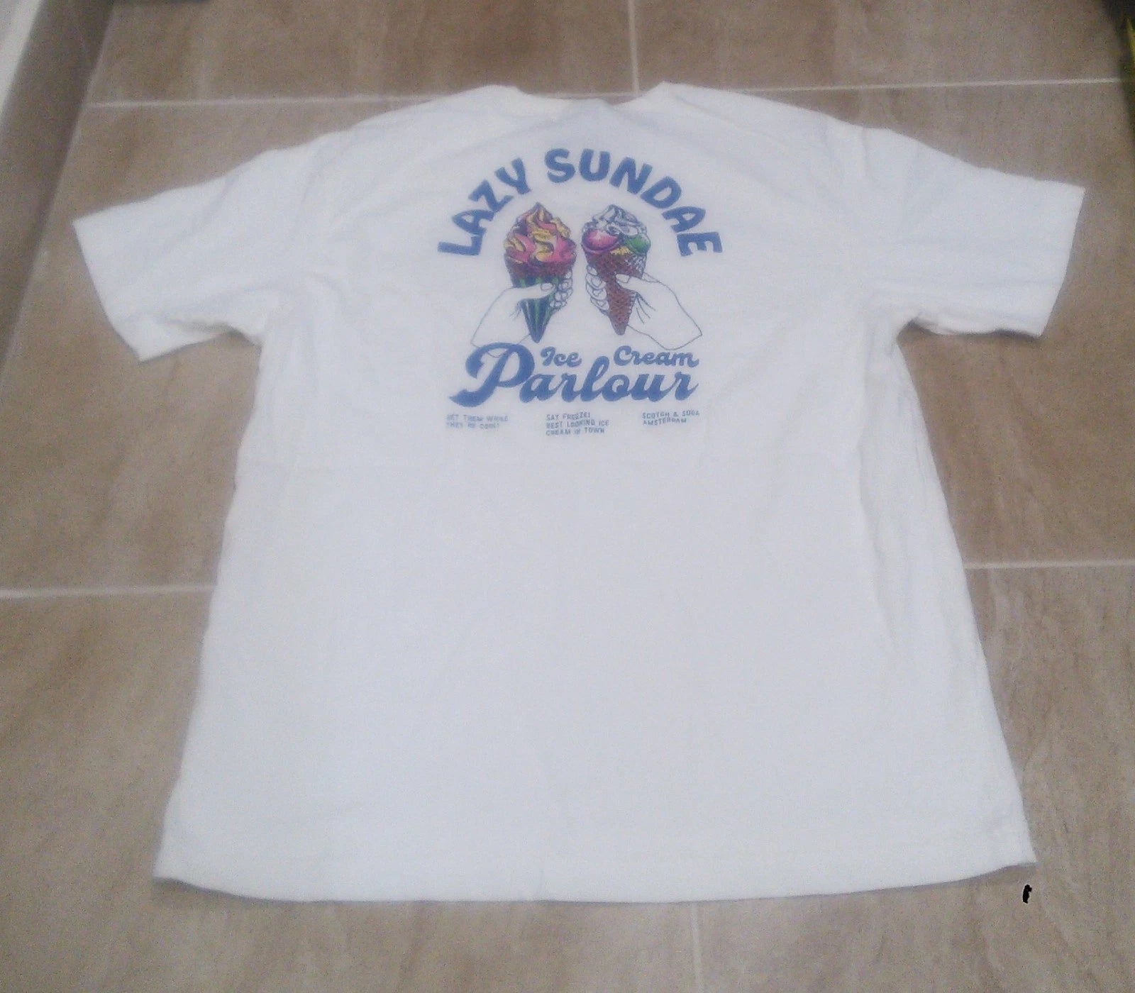 Men's Scotch & Soda Shirt Lazy Sundae Ice Cream Parlor White Sz M/L