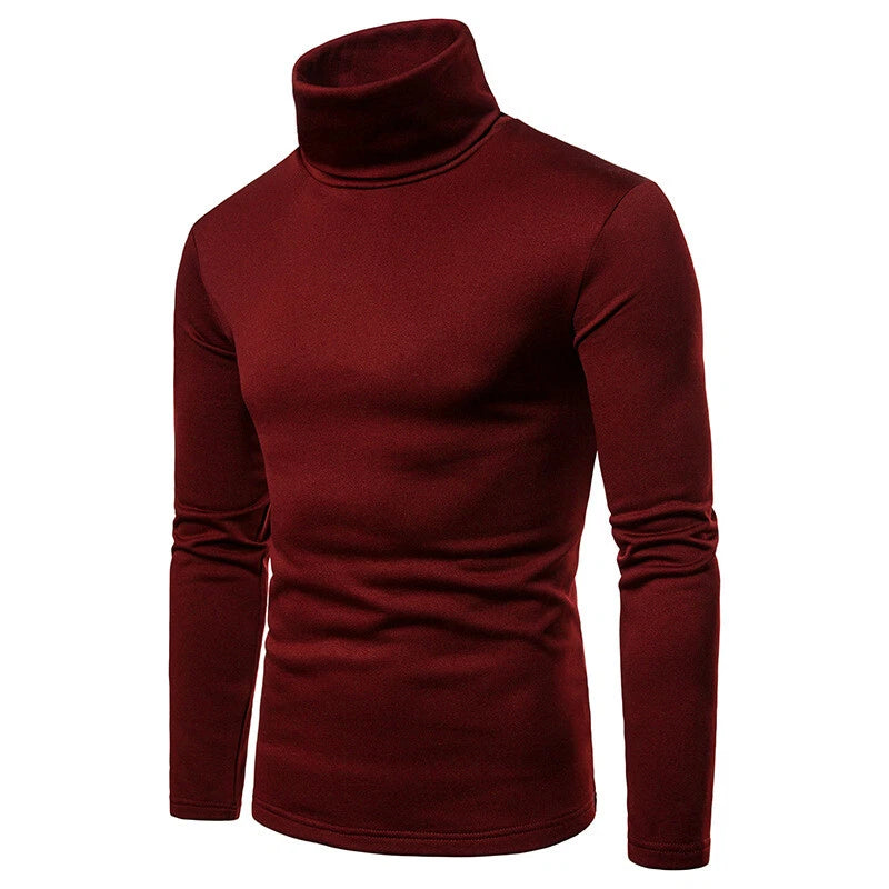 Mens Stretch High Turtle Neck Roll Shirt Long Sleeve Winter Warm Jumper Tops <