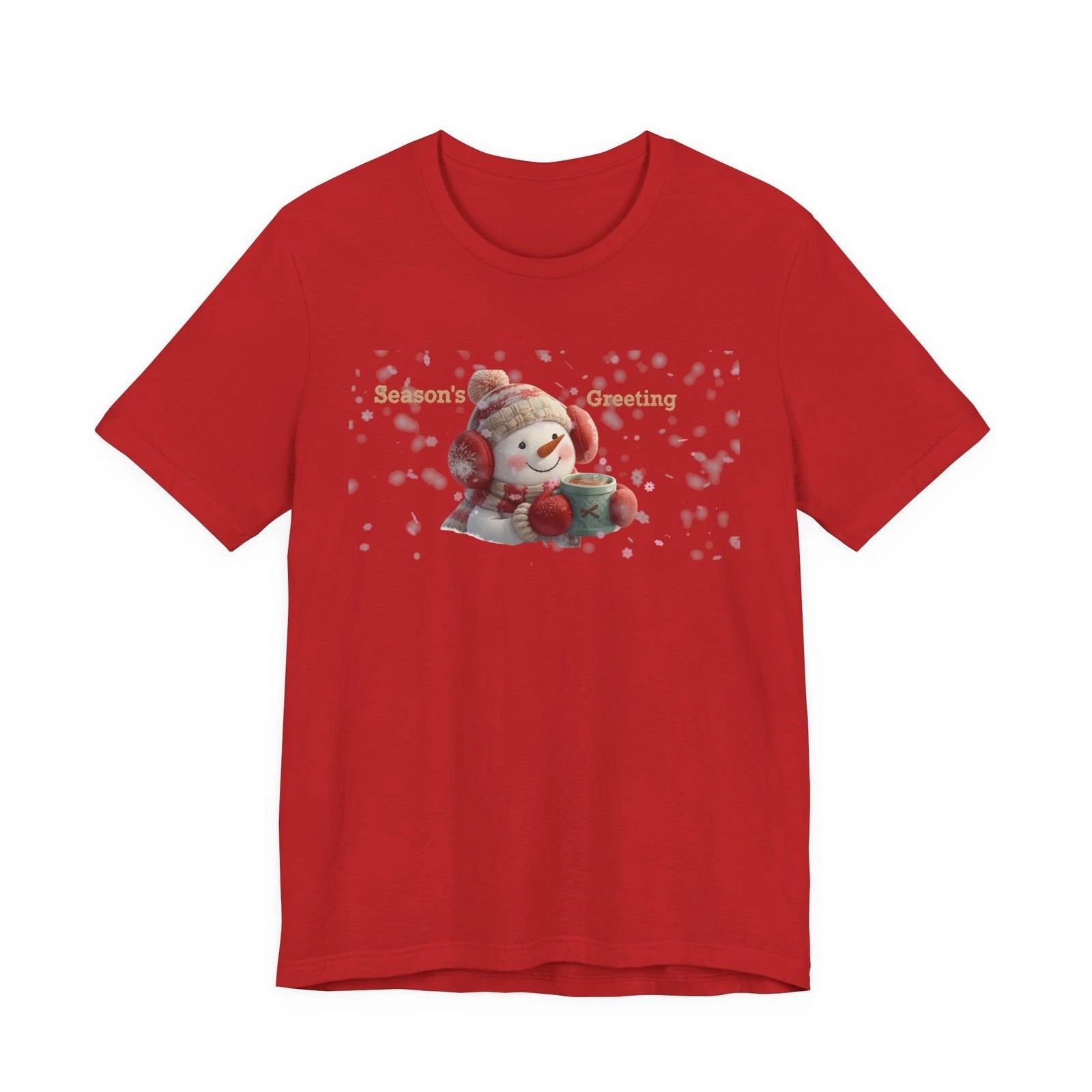 Unisex Jersey Short Sleeve Tee, Snowman Drinking Coffee