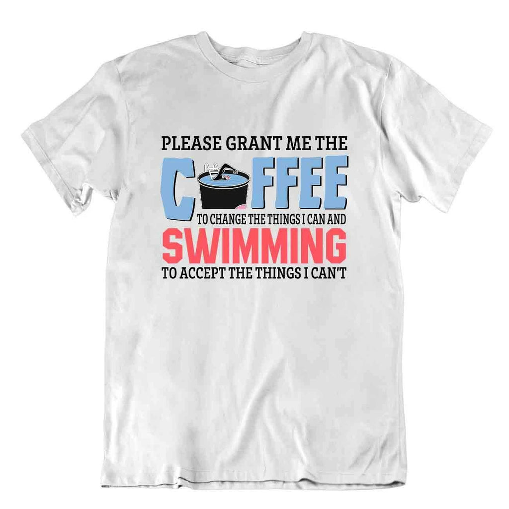 Coffee And Swimming T-SHIRT Unisex Cool Gift TEE Pun Joke SHIRT