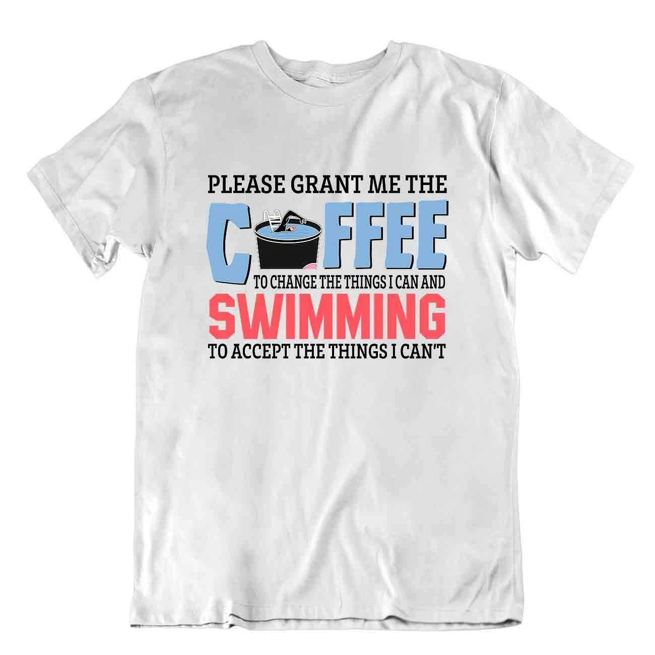 Coffee And Swimming T-SHIRT Unisex Cool Gift TEE Pun Joke SHIRT